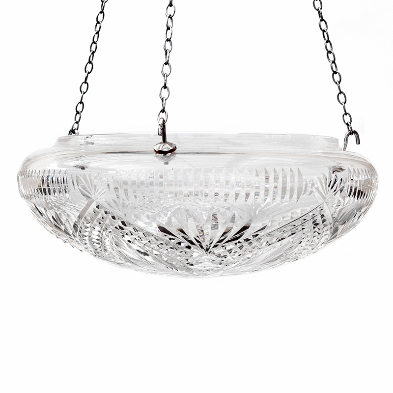 Pair of Edwardian Signed 'Waterford Crystal' Bowl Shaped Ceiling Pendants
