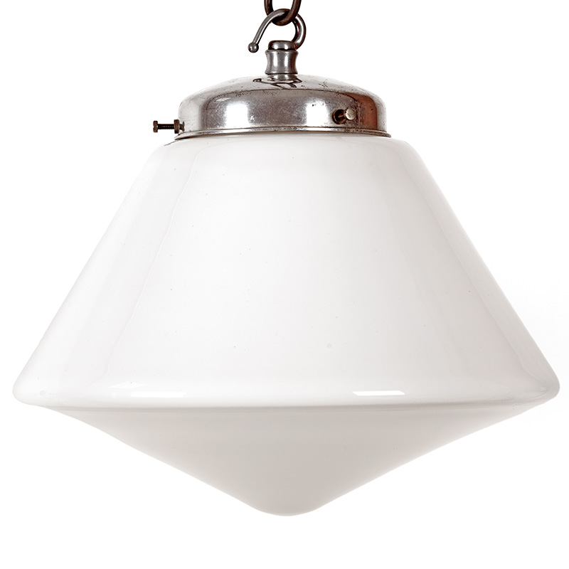 Geometric Shaped Opal and Frosted Art Deco Ceiling Pendant Light