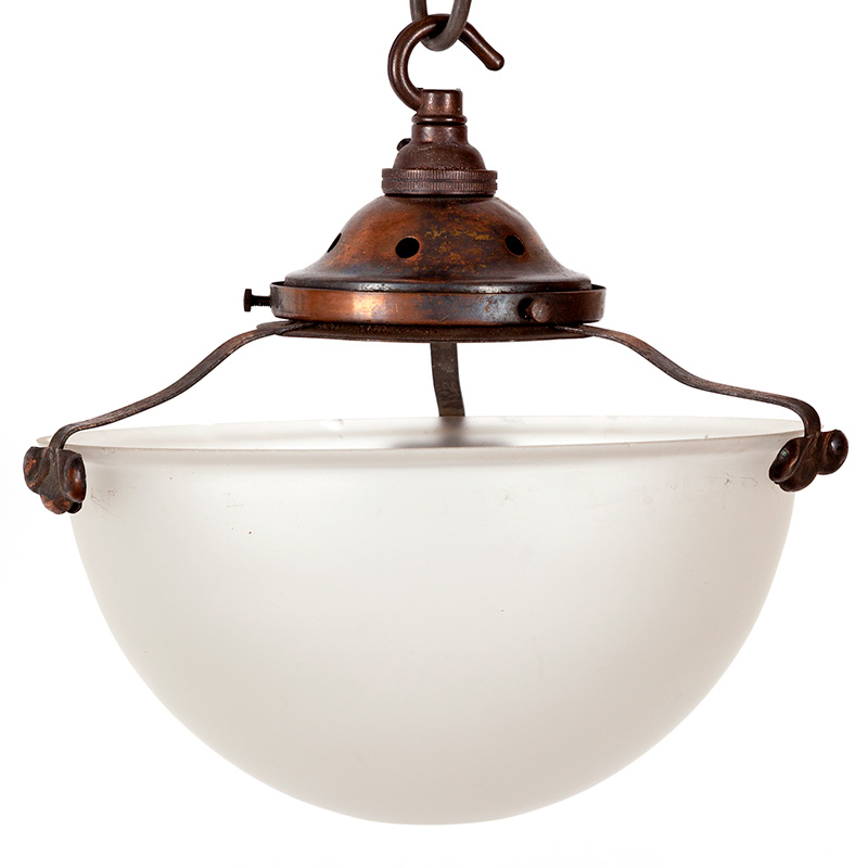 Art Deco Hemispherical Frosted Glass Lamp