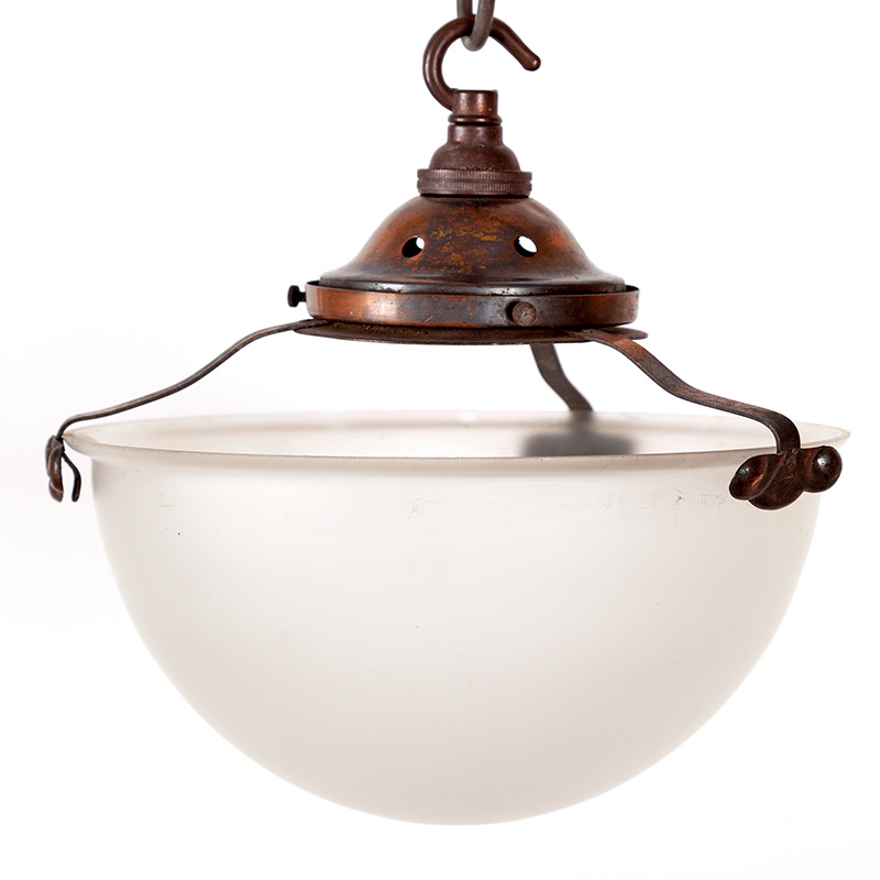 Art Deco Hemispherical Frosted Glass Lamp