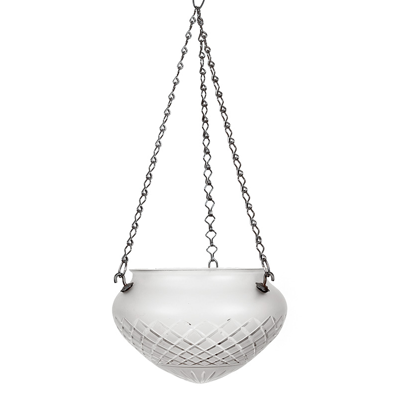 Art Deco Frosted Cut Glass Bowl Shaped Ceiling Pendant Light