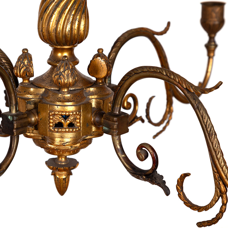 Victorian Gilded Cast Brass Candelabra with Decorative Centre Column