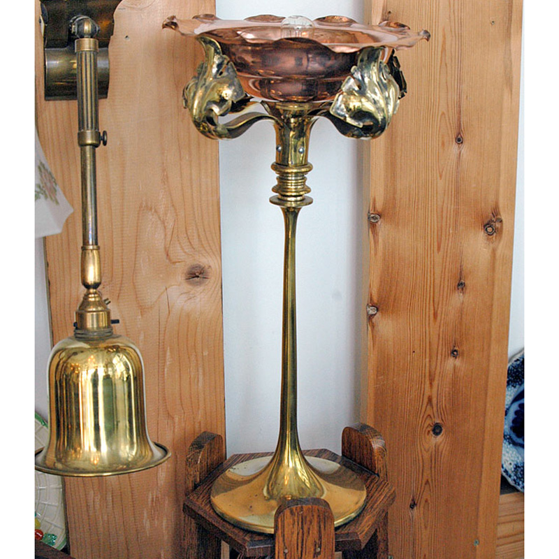Art Nouveau Table Lamp in Copper and Brass