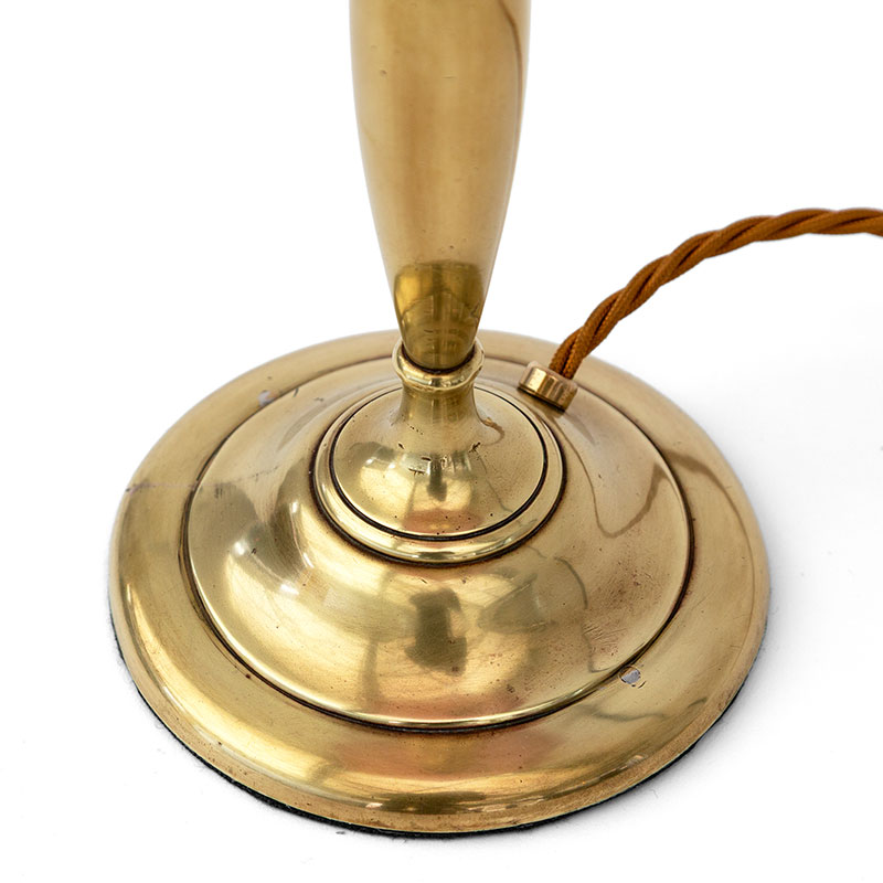 Art Deco Brass Table Lamp with Pink Hexagonal Glass Shade