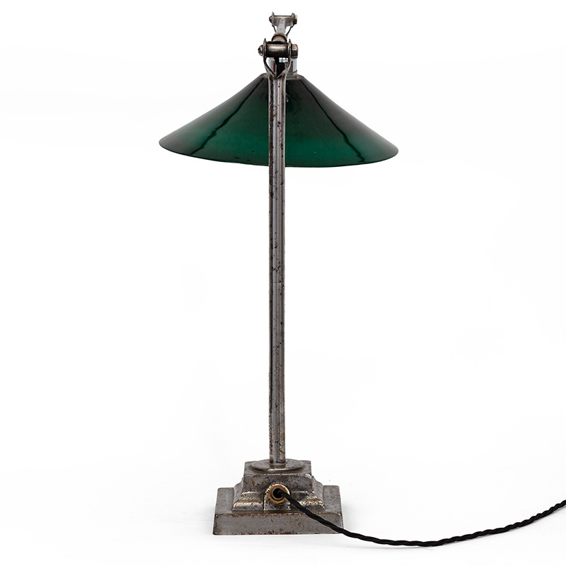 Dugdill Wrought Iron Desk Lamp with a Green Glass Shade