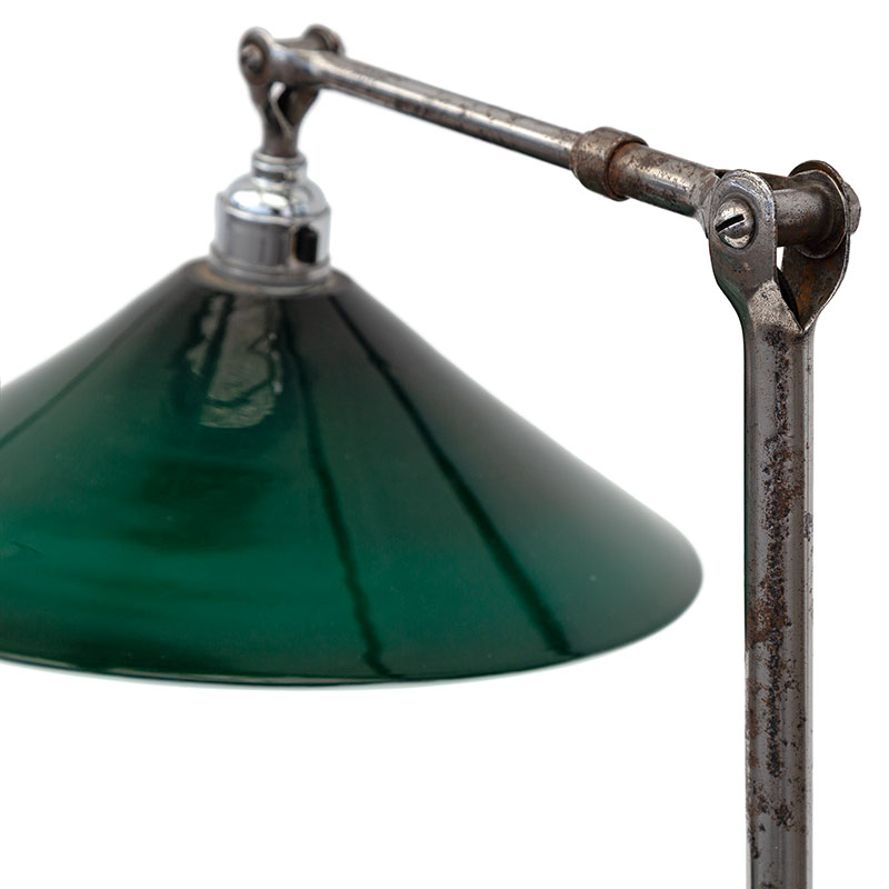 Dugdill Wrought Iron Desk Lamp with a Green Glass Shade