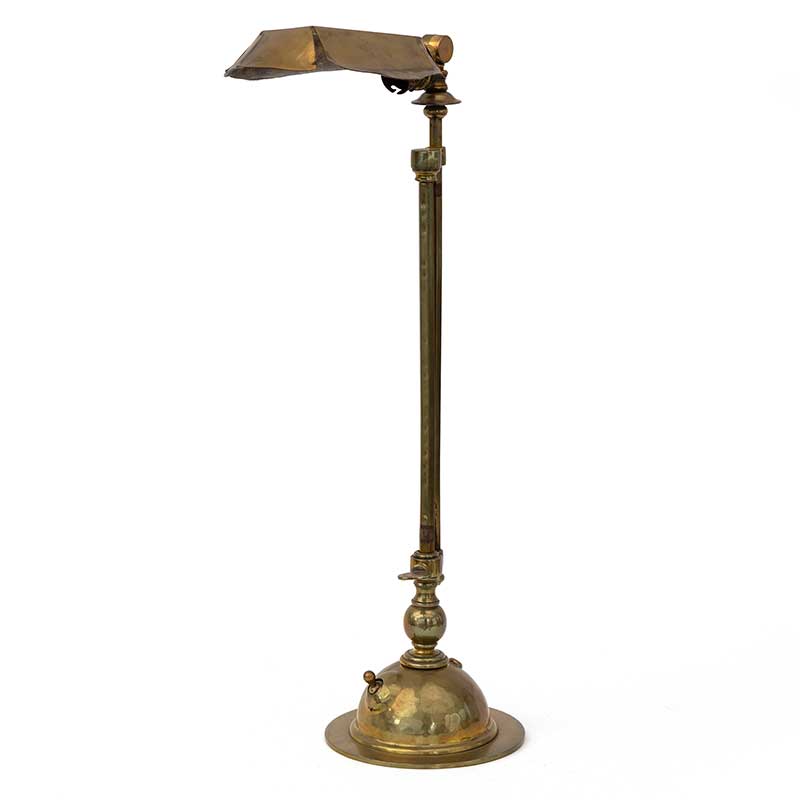 Art Nouveau Cast Brass Desk Lamp on a Telescopic Column with Cut Away Brass Shade