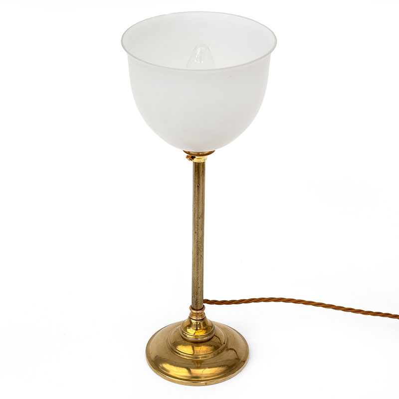 Art Deco Brass Table Lamp with an Opal Semi Circular Glass Shade