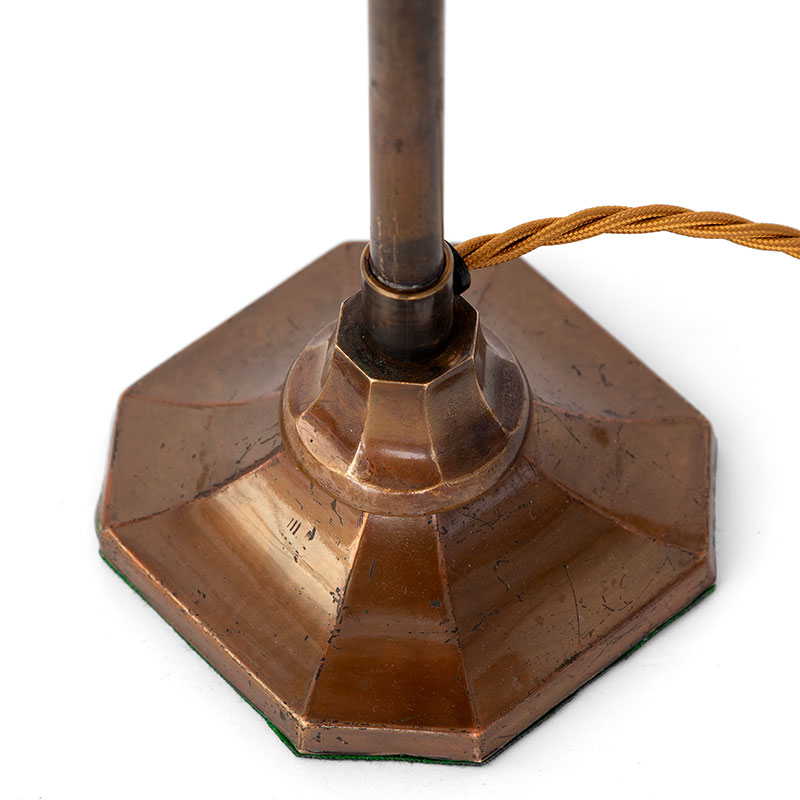 Art Deco Copper Oxidised Brass Table Lamp in the Style of Eric Ravilious