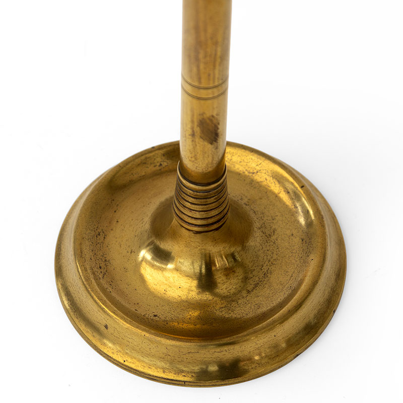 Art Deco Brass Table Lamp with Horizontal Parallel Striped Glass Shade