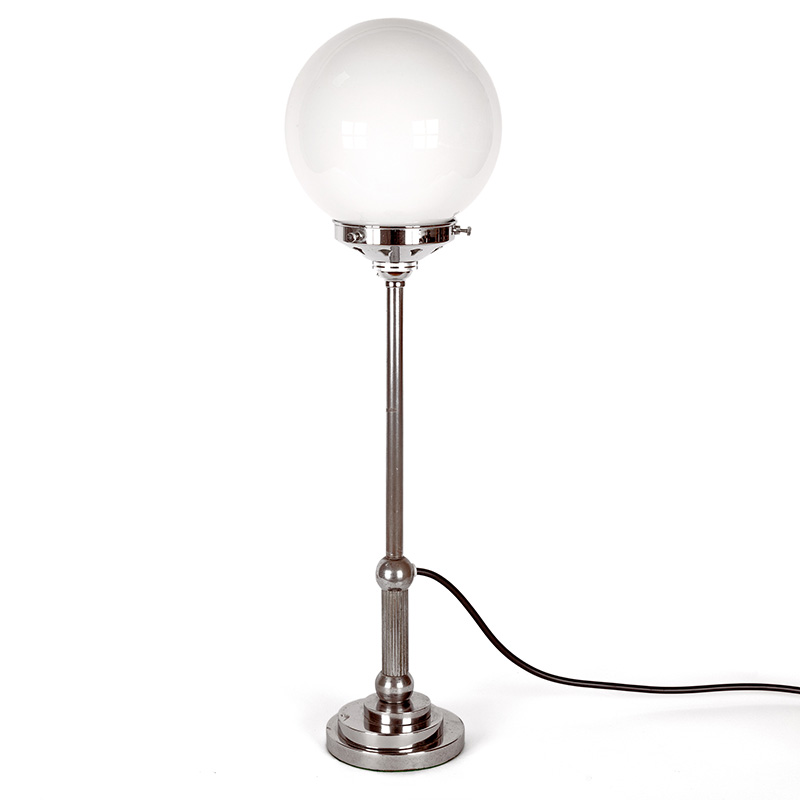 Art Deco Chromium Plated Table Light with Enclosed Oppal Globe Shade (c.1930)