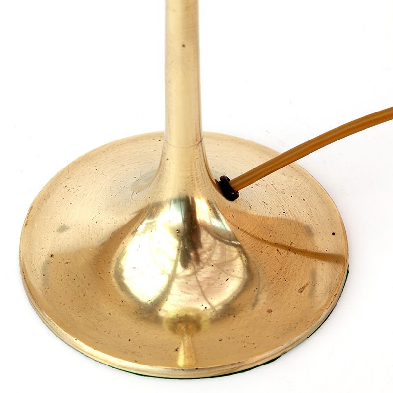 Cast Brass Art Nouveau Table Lamp with Floral Vaseline Glass Shade