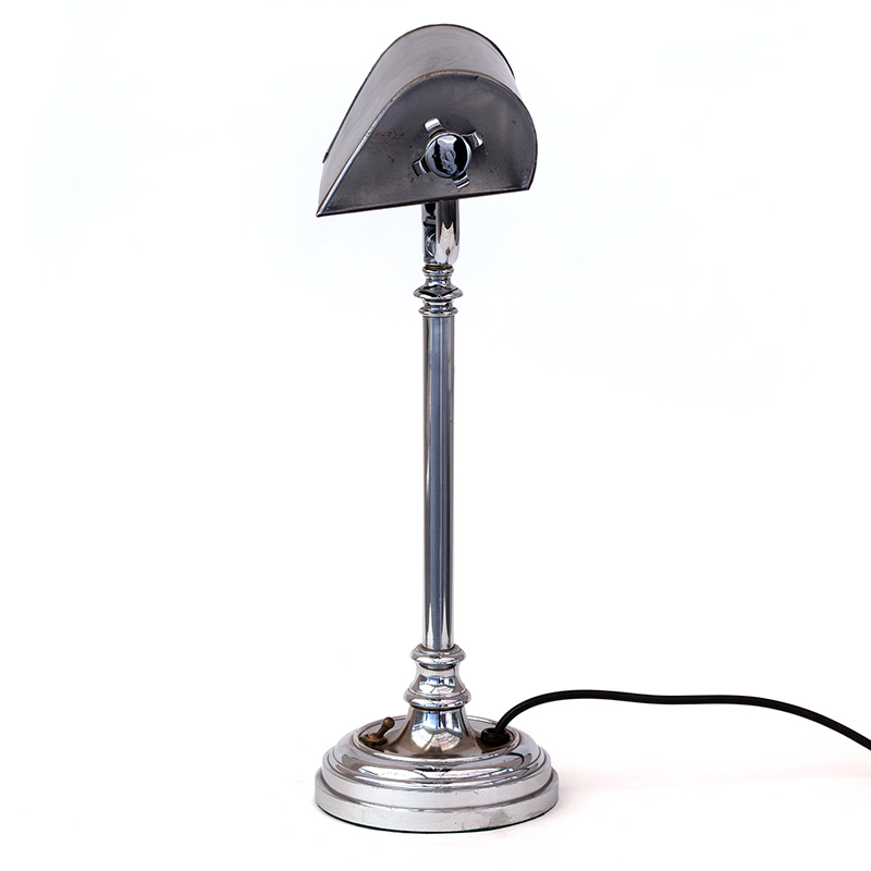 Art Deco Adjustable Desk Lamp with Trough Shaped Shade