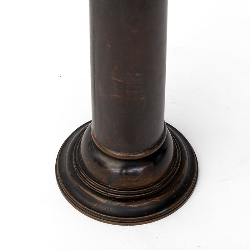 Pair of Patinated Brass Newal Post Lamps with Flambeau Glass Shades