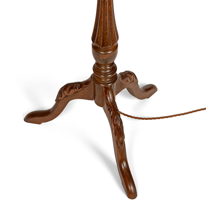 Art Deco Wooden Floor Lamp with Decorative Parchment and Vellum Lamp Shade