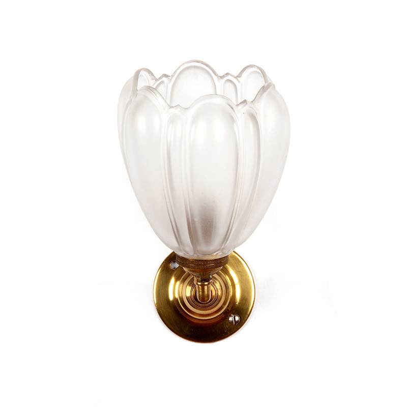Brass Art Deco Bijou Wall Light with Frosted and Moulded Glass Shade